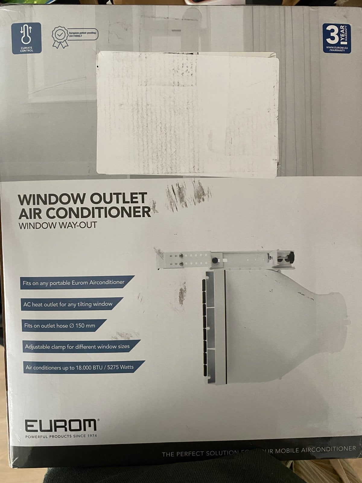 Eurom Window Way-Out afvoerset voor mobiele airco, Witgoed en Apparatuur, Airco's, Ophalen, Nieuw, Mobiele airco, 1 snelheid