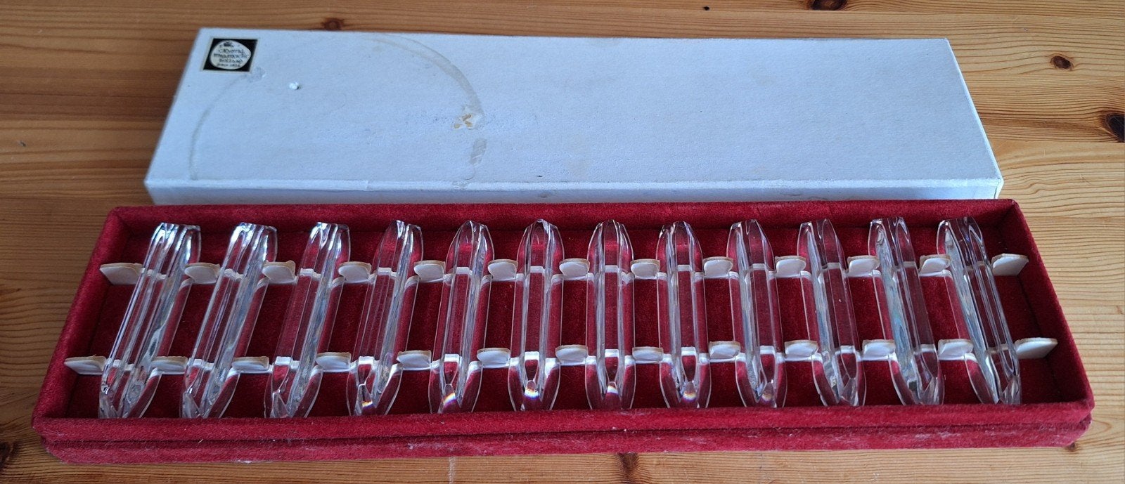 Kristallen messenleggers, Huis en Inrichting, Woonaccessoires | Overige, Ophalen of Verzenden, Zo goed als nieuw, Glas, Brocante