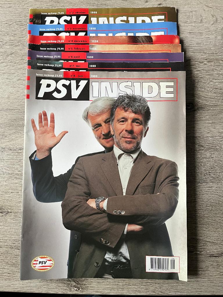 Jaargang 3 PSV Inside Aug 1999 - Juli 2000 8 stuks, Ophalen of Verzenden, Zo goed als nieuw, PSV, Boek of Tijdschrift