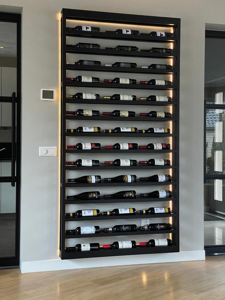 Zwart stalen wijnrek (nieuw), Huis en Inrichting, Woonaccessoires | Wijnrekken, Ophalen, Nieuw, 25 flessen of meer, Metaal