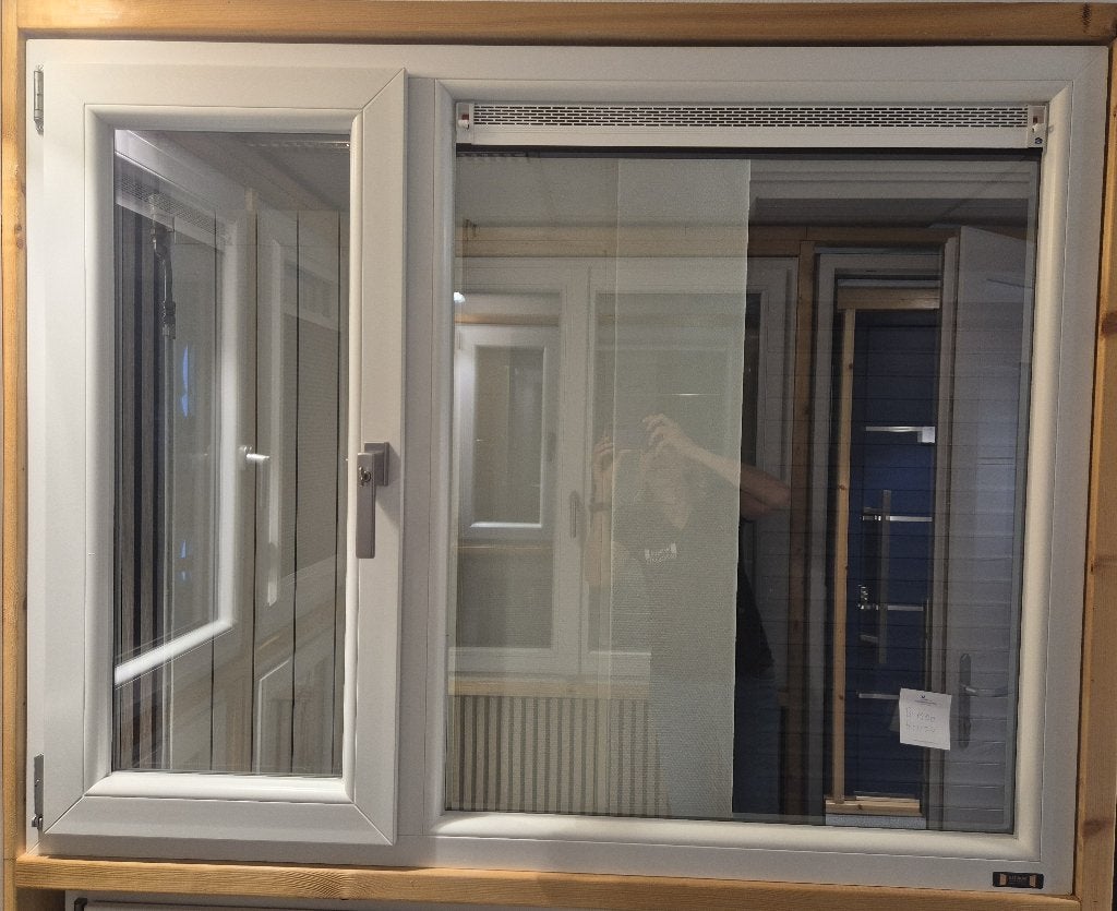 dubbelraam PVC aluplast NL vast/draaikiep wit showroom HR++, Kunststof, Raamkozijn, Zo goed als nieuw, Inclusief glas