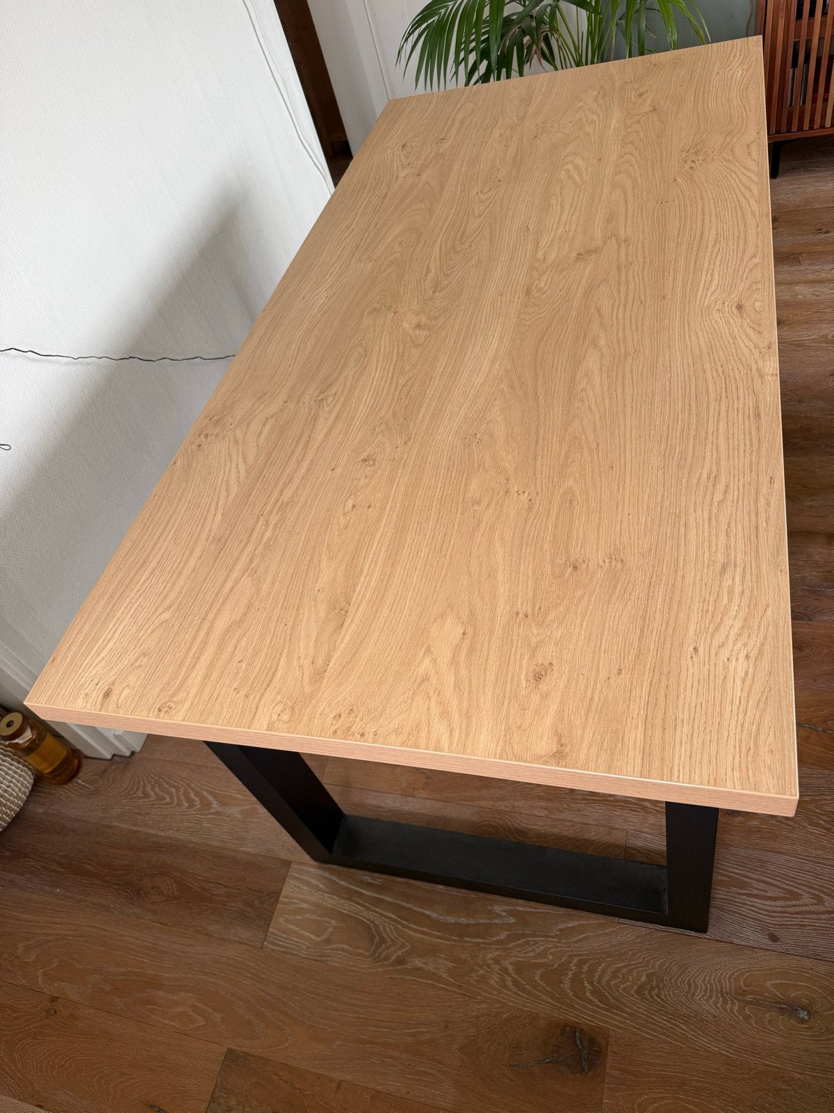 Industriële eetkamerset – eettafel en stoelen, Ophalen, Gebruikt, Eikenhout, 50 tot 100 cm