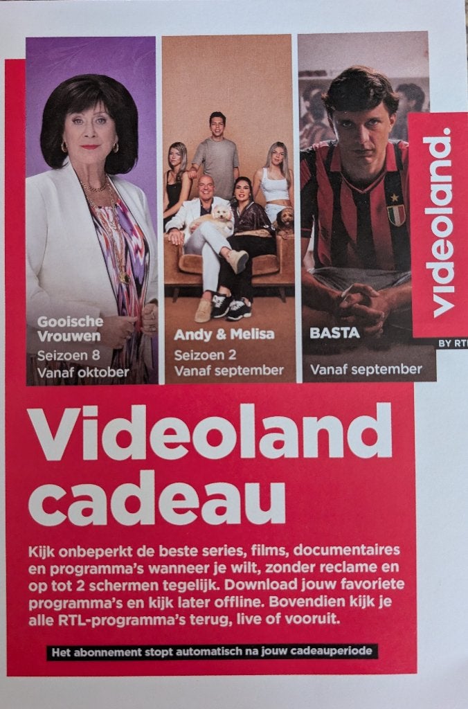 Videoland Plus abonnement 18 maanden, Tickets en Kaartjes, Eén persoon, Cadeaubon
