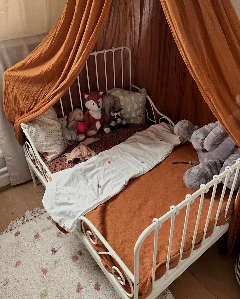 Ikea Minnen meegroeibed wit 90x200 uitschuifbaar, Ophalen, Gebruikt, 180 cm of meer, 85 tot 100 cm