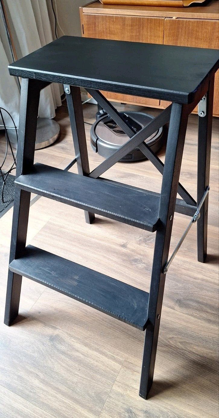 Bekvam Kruk Krukje Opstap Opstapje Trapje Ikea Zwart 63 cm, Ophalen, Hout