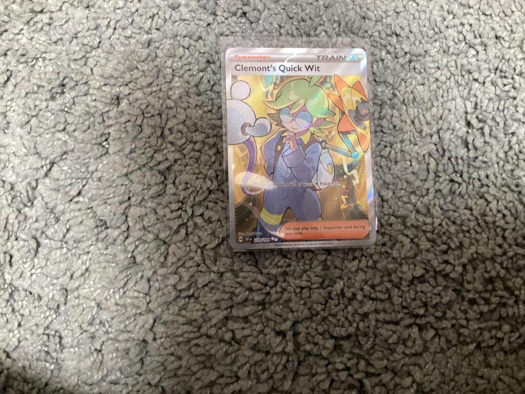 Clemont's Quick Wit Full Art Trainer Pokémon Kaart, Hobby en Vrije tijd, Verzamelkaartspellen | Pokémon, Zo goed als nieuw, Losse kaart