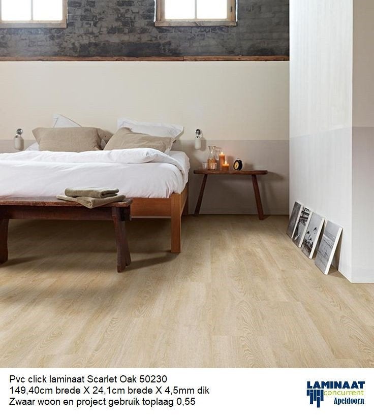 Moduleo Pvc Click Laminaat Scarlet Oak 50230 | toplaag 0,55, 75 m² of meer, Nieuw, XL Pvc click beige eiken kleur, Ophalen of Verzenden