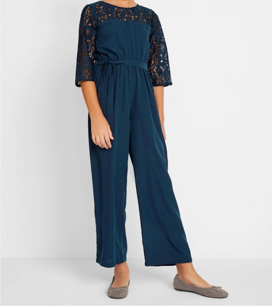 Bonprix meisjes jumpsuit met kant + fluffy ecru bolero, Ophalen, Zo goed als nieuw