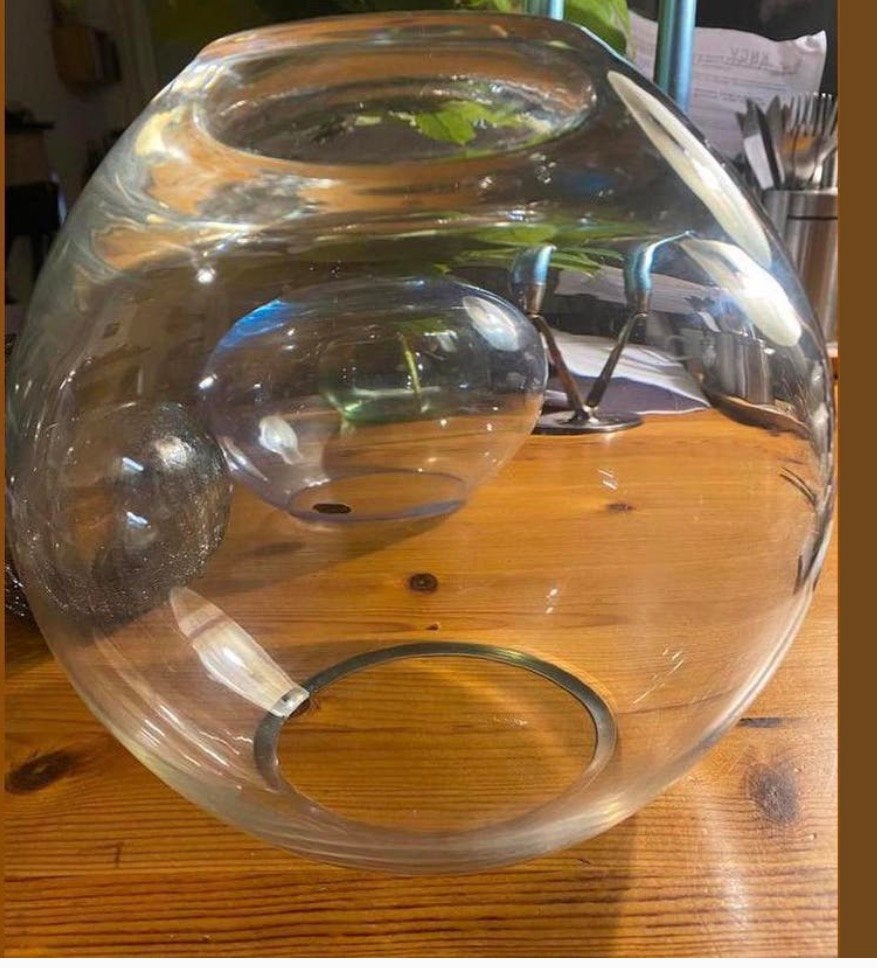 Bolvaas Kristal , zwaar en glanzend 18x 18  cmVintage ,, Ophalen of Verzenden