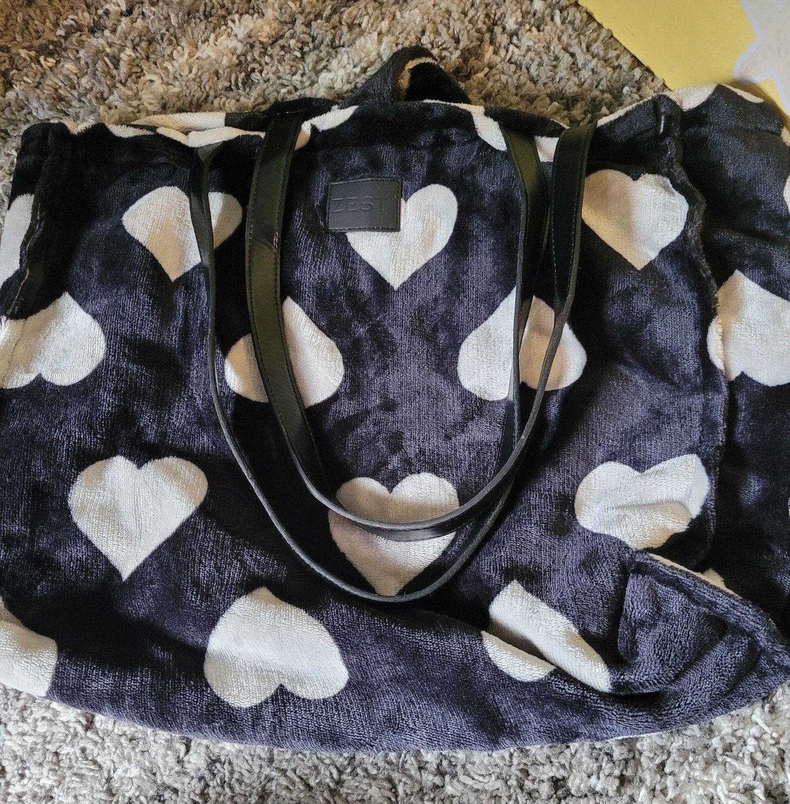 Zwarte shopper met witte hartjes van ZEST, Ophalen of Verzenden, Gebruikt, Zwart, Shopper