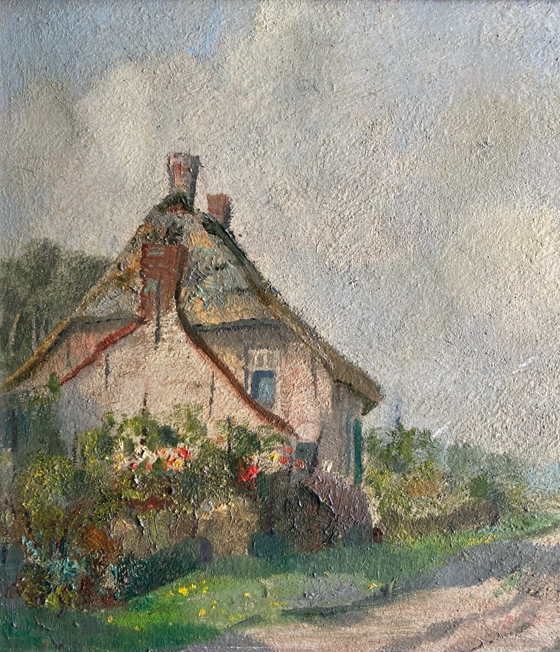 Jan Strube - Landschap met zandweg (1945), Antiek en Kunst, Kunst | Schilderijen | Klassiek, Paneel, Gedateerd, Realistisch, Ophalen of Verzenden