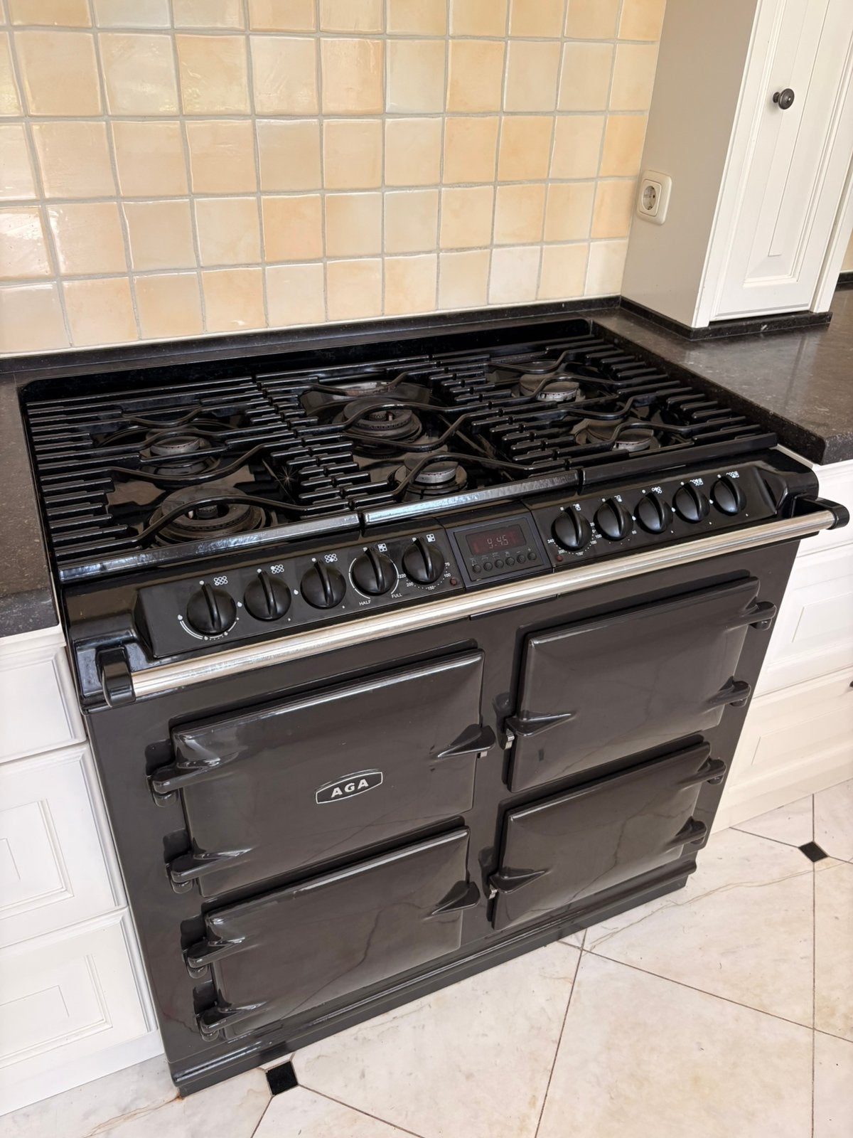 AGA Six-Four fornuis – 6-pits gas – 4 ovens – zwart, Witgoed en Apparatuur, Ophalen, Gebruikt, 60 cm of meer, Gas