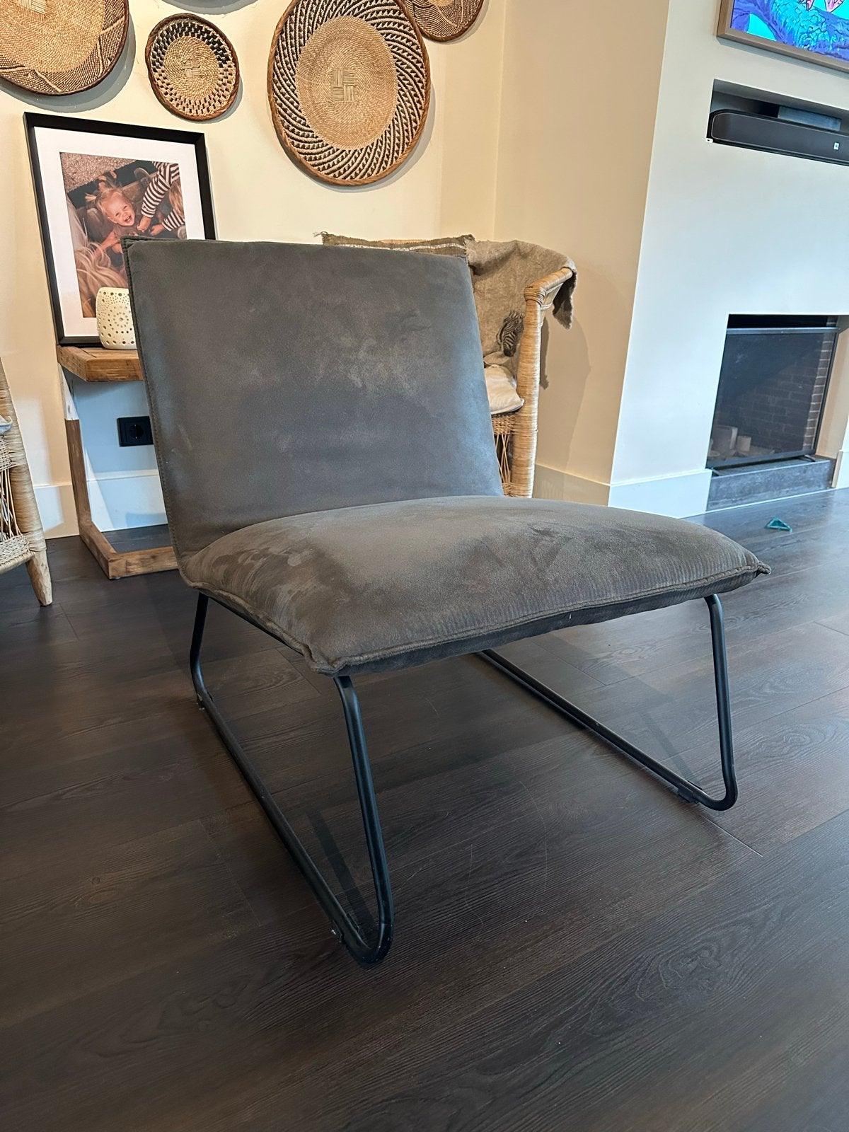 Fauteuil James - Velvet Antraciet - leenbakker, Ophalen, Gebruikt, 75 tot 100 cm, Stof