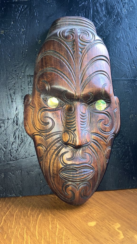 Masker houtsnijwerk Maori mooie patina, Antiek en Kunst, Verzenden