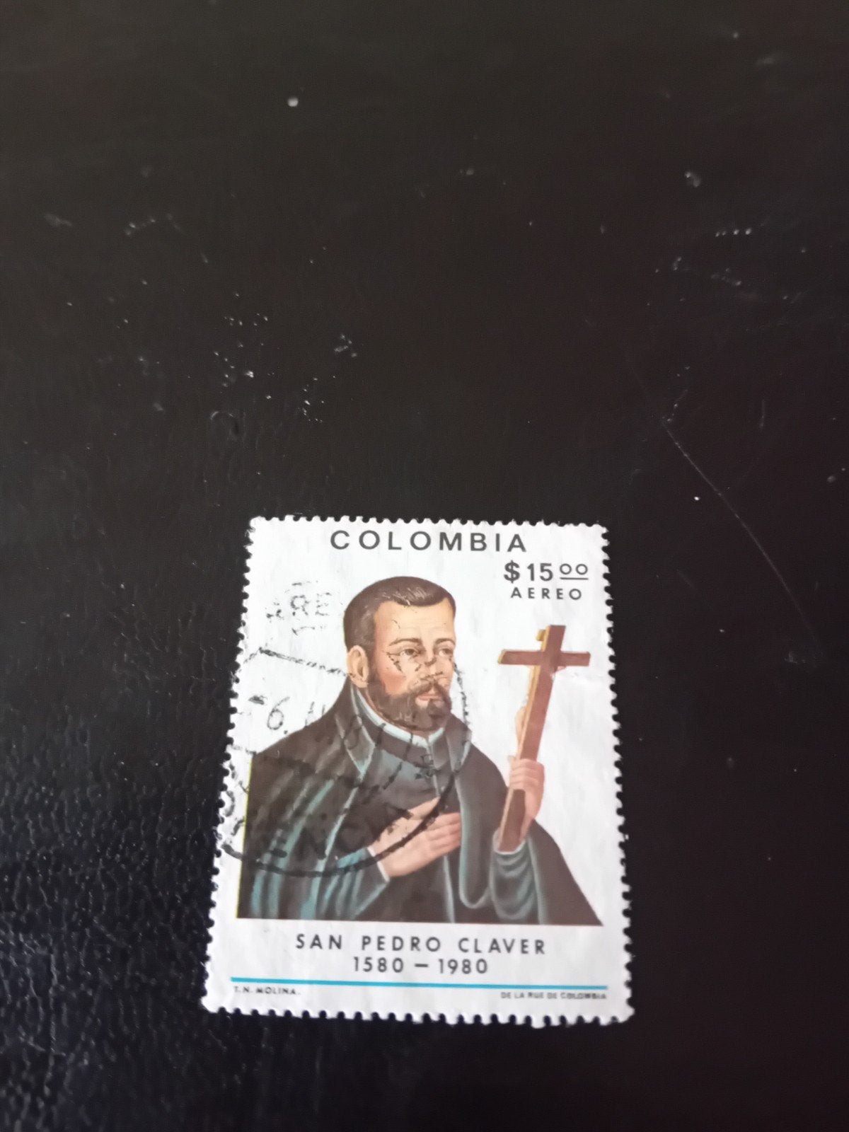 Colombia postzegel San Pedro Claver 1580-1980, Ophalen of Verzenden, Gestempeld
