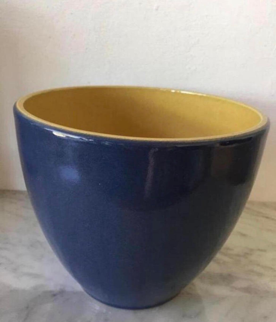 Grote keramische terracotta bloempot vintage’60, Ophalen, Rond, Zo goed als nieuw, Minder dan 40 cm