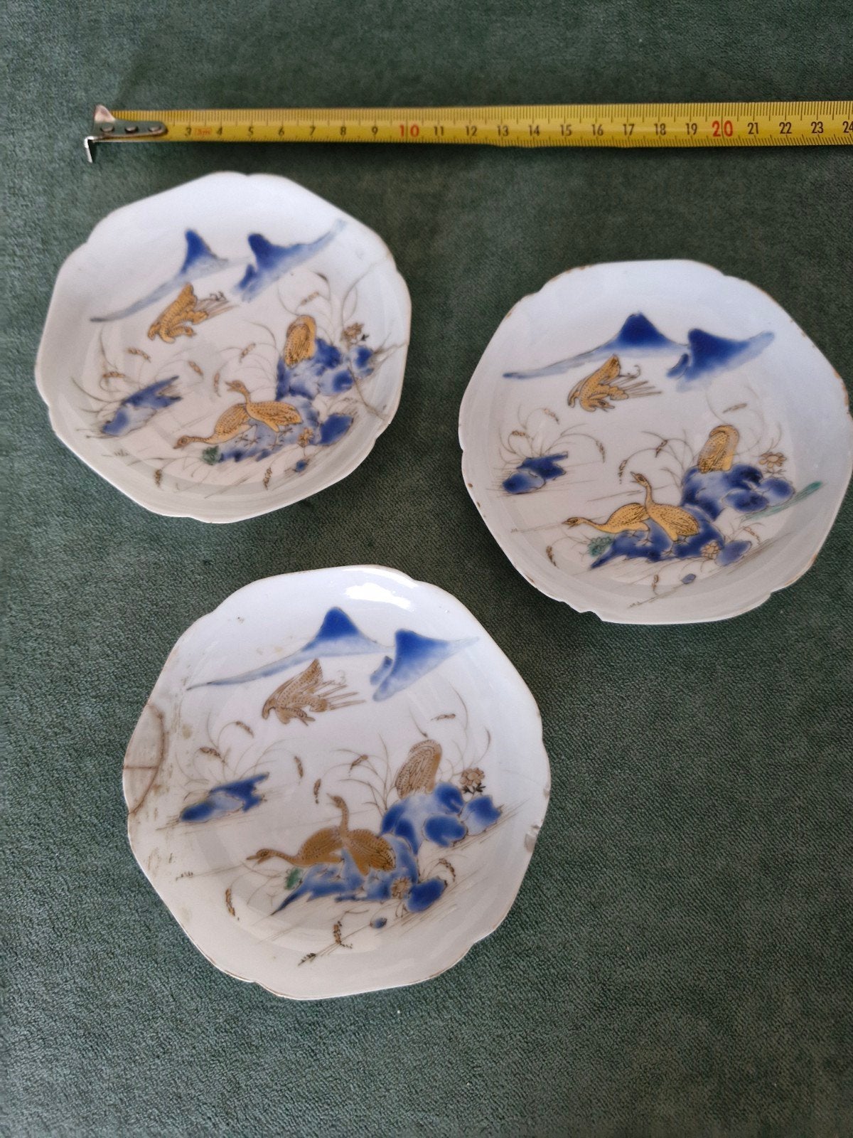Set van 3 antieke Japanse Imari schotels met kraanvogels, Ophalen of Verzenden