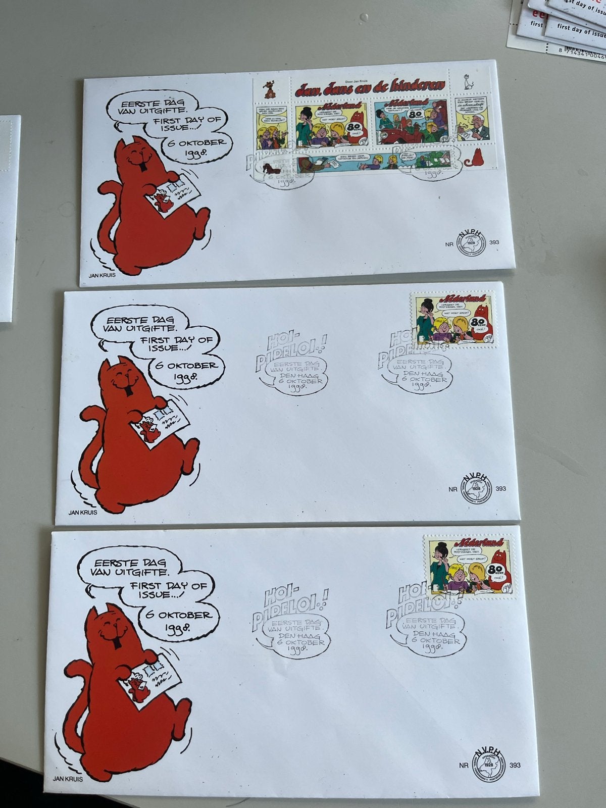 Jan Kruis Eerste Dag Uitgifte Enveloppen 1998, Postzegels en Munten, Ophalen of Verzenden, Onbeschreven, Nederland