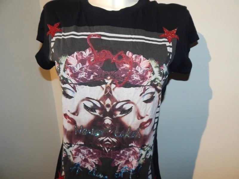 Philipp Plein shirt print voorkant met steentjes gaas rug S, Verzenden, Zwart, Korte mouw, Maat 36 (S)