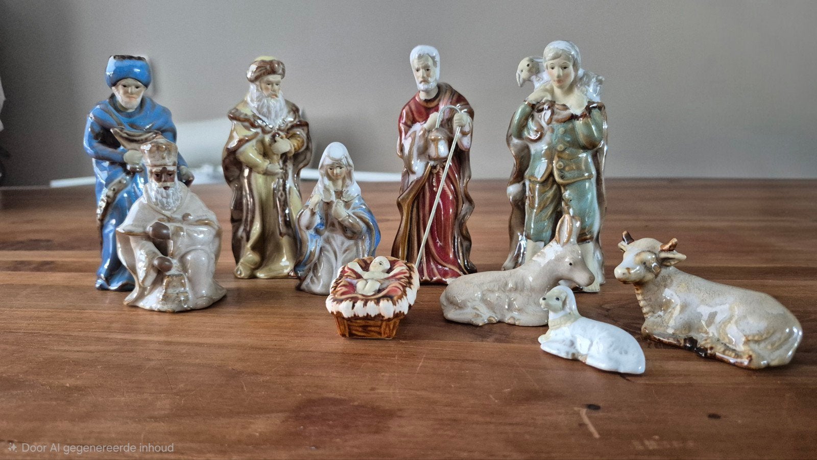 Vintage Kerststal Beeldjes Set - Porselein, Ophalen of Verzenden, Zo goed als nieuw, Beeld(je), Christendom | Katholiek
