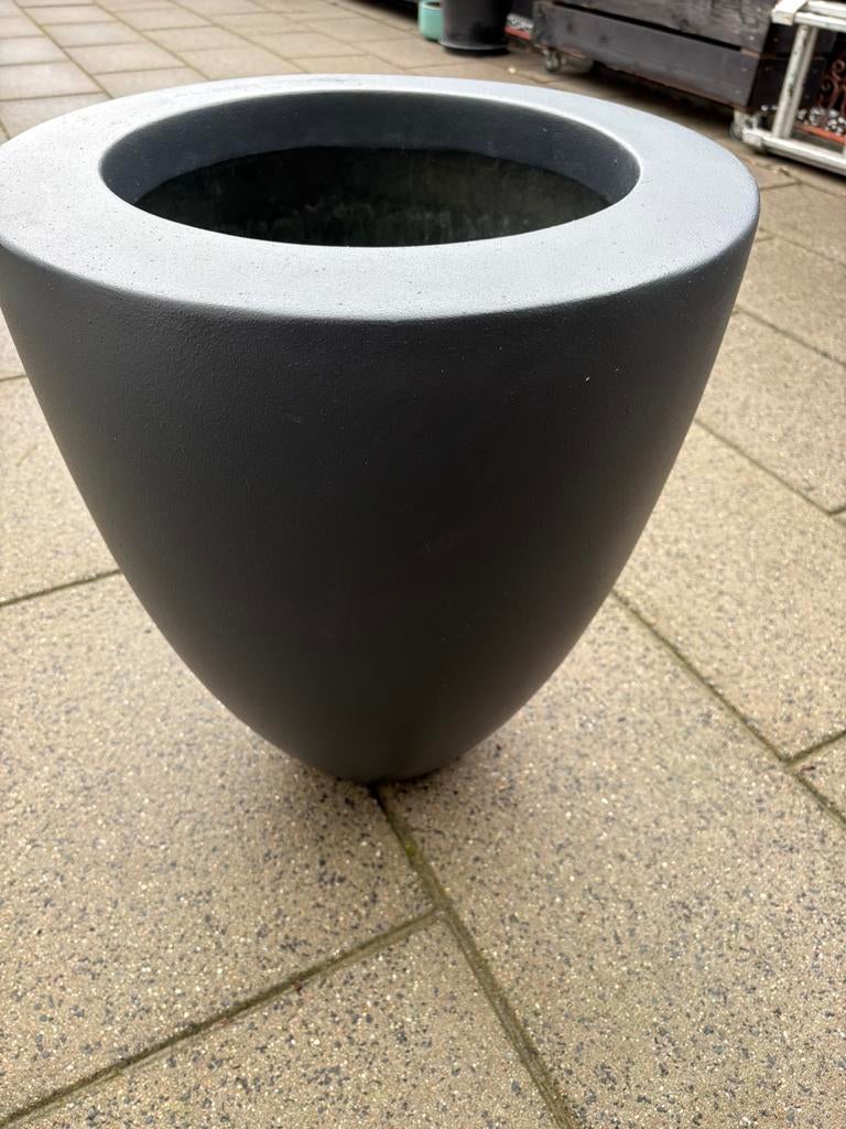 Polyester bloembak antraciet 60x50 breed, Kunststof, Rond, Nieuw, Ophalen of Verzenden