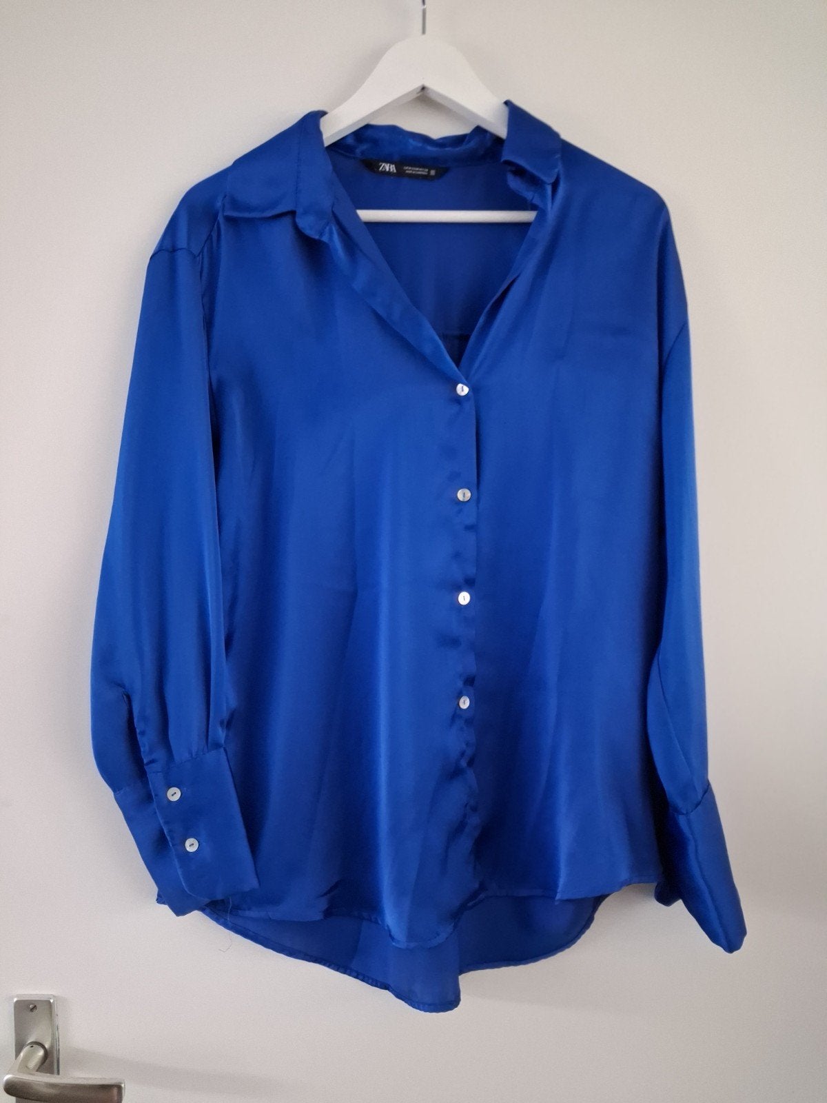 ZARA Satijnen Blouse - Kobaltblauw, ZARA, Blauw, Maat 42/44 (L), Ophalen of Verzenden