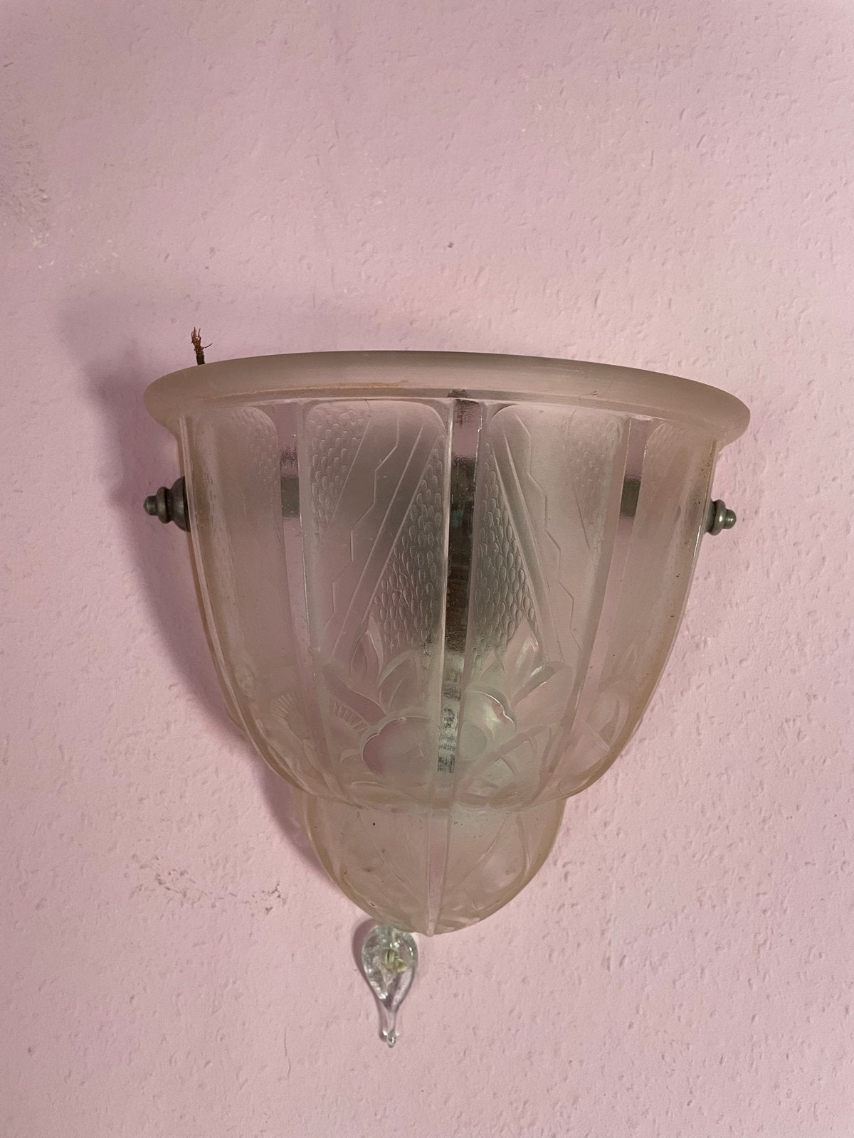 Vintage Art Deco Wandlamp - Mat Glas, Ophalen of Verzenden