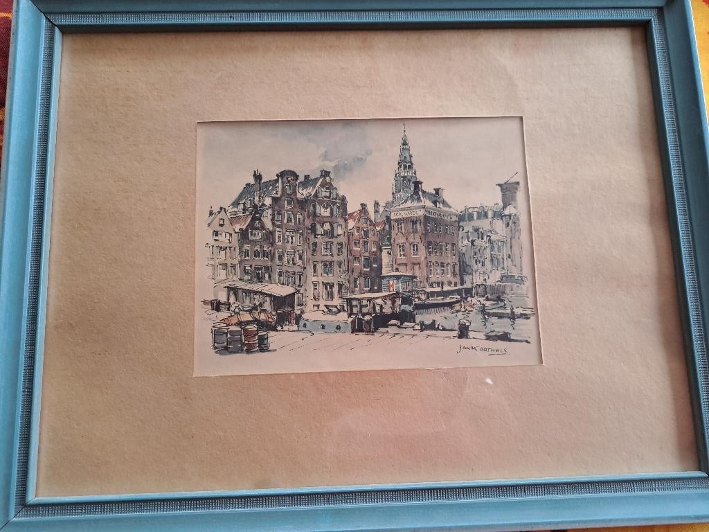 Tekening / aquarel van Jan Korthals (reproduktie), Ophalen of Verzenden