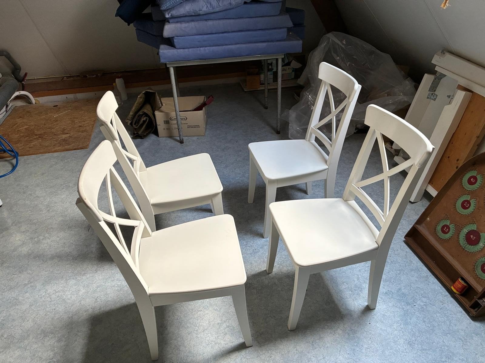 Riviera Maison eettafel met 4 stoelen en lades, Huis en Inrichting, Ophalen, Gebruikt, Vier personen, Overige houtsoorten
