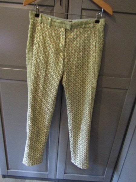 G857 Gustav mt S broek chino groen beige metallic, Kleding | Dames, Broeken en Pantalons, Verzenden, Gustav, Zo goed als nieuw