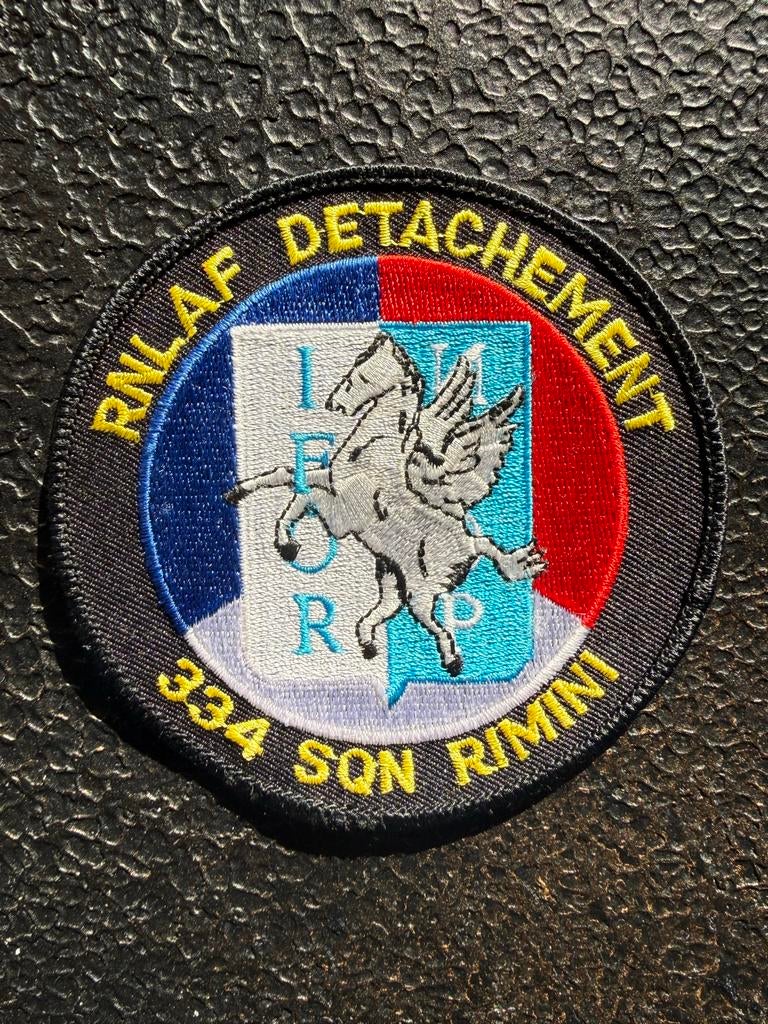 RNLAF Detachement 334 SQN Rimini Patch, Verzenden, Zo goed als nieuw, Overige applicaties