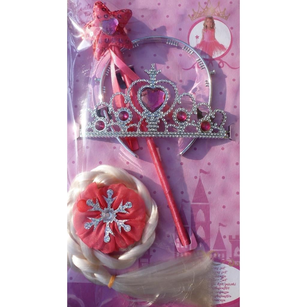 Nieuw ! Elsa Accessoires Roze Met Vlecht, Tiara en Stafje, Ophalen of Verzenden, Nieuw, 104 of kleiner, Meisje
