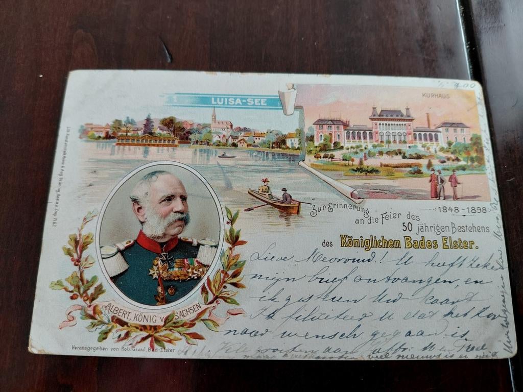 Kaart  AL ERTKÖNIG VON SACHSEN    KöniglichenBadez Elster 19, Ophalen of Verzenden, Gebruikt, Buitenland, Kaart, Foto of Prent