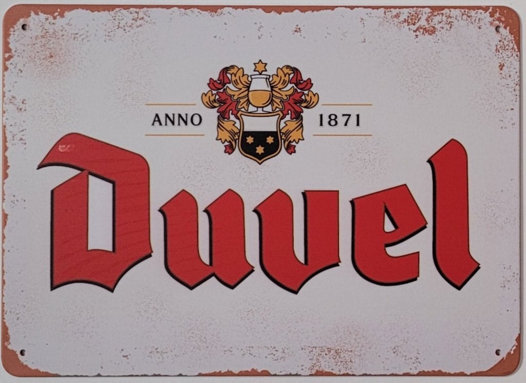 Duvel bier logo reclamebord van metaal wandbord decoratie, Ophalen of Verzenden, Nieuw, Reclamebord, Plaat of Schild, Overige merken