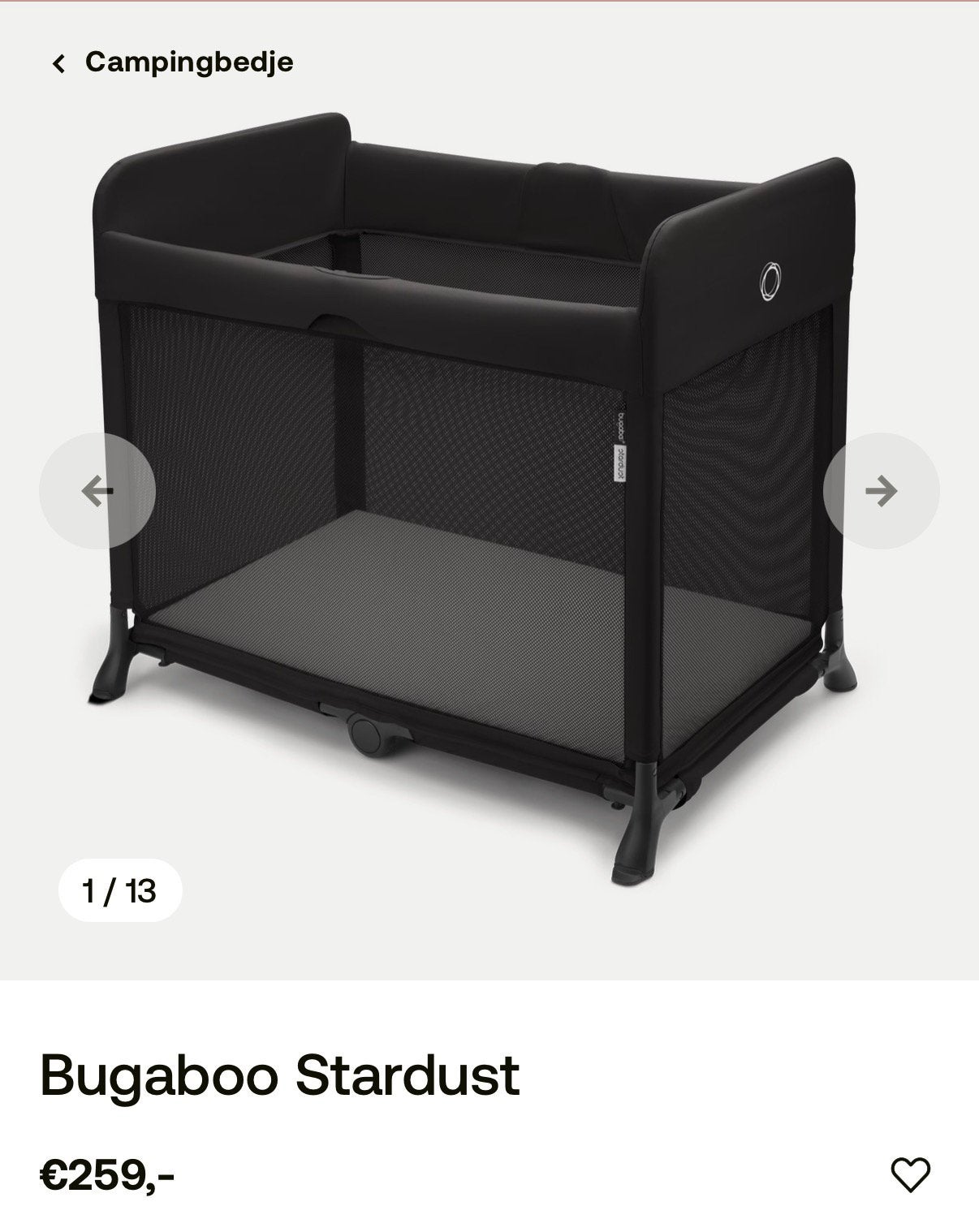 Bugaboo Stardust campingbed, Ophalen of Verzenden, Nieuw, Reisbedje