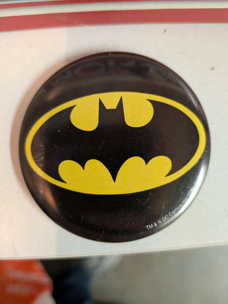Vintage Batman Logo Button - DC Comics 1989, Ophalen of Verzenden, Gebruikt, Overige onderwerpen