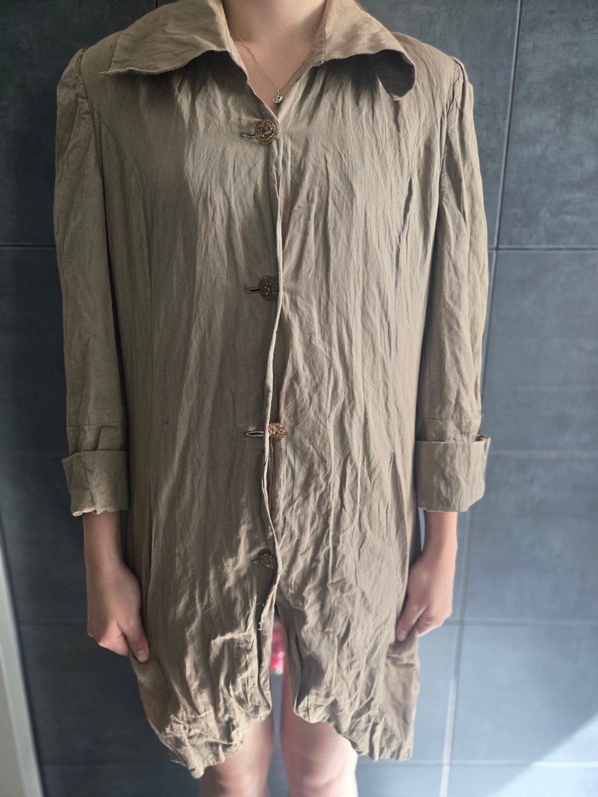 DAITE, go out!  jurk met Koraalprint, Kleding | Dames, Ophalen, Zo goed als nieuw, Maat 38/40 (M), Bruin
