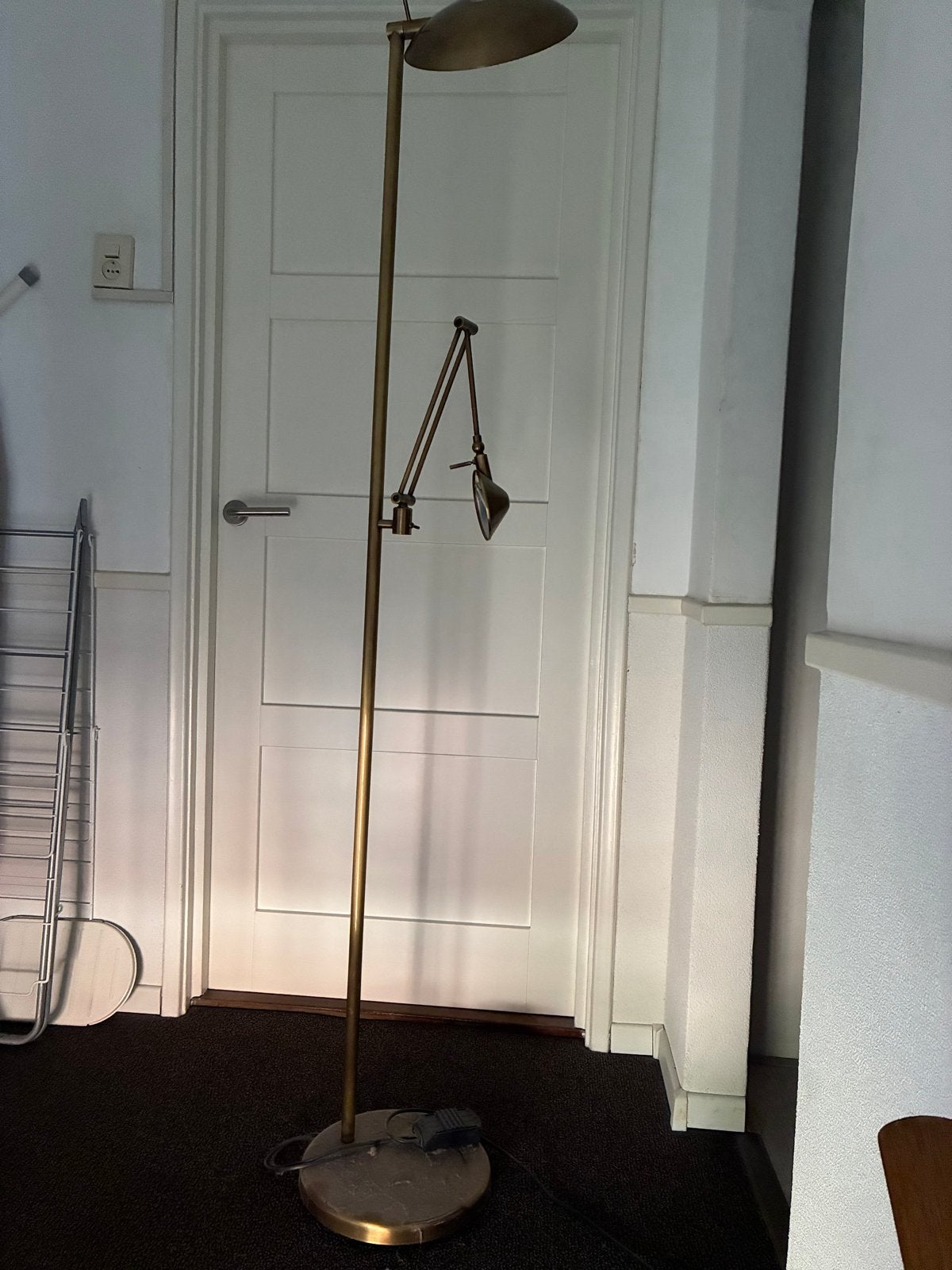 Messing vloerlamp met leeslamp, Ophalen