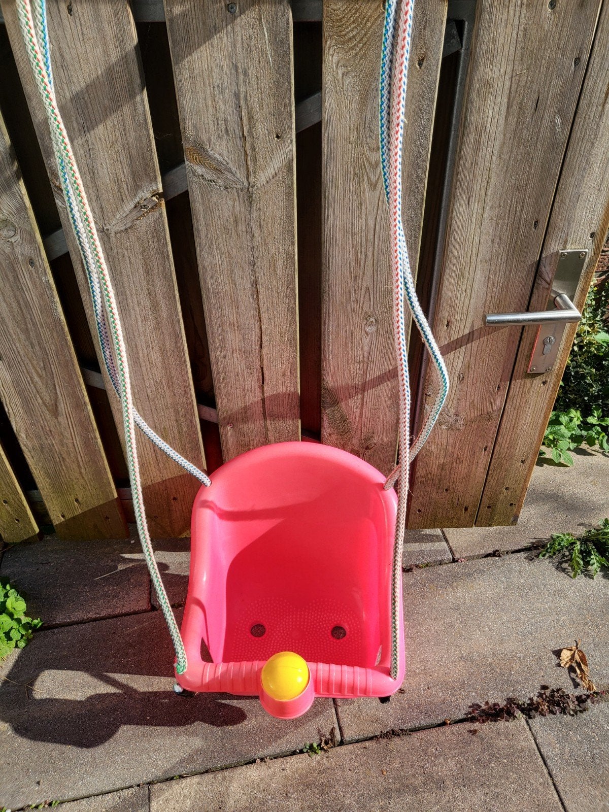 Roze babyschommel met touwen en bevestiging, Ophalen of Verzenden, Gebruikt, Schommel