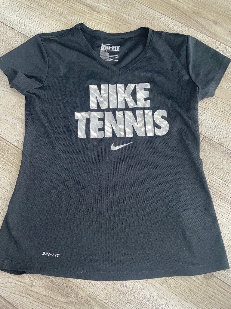 Nike dri-fit s tennisshirt tennis shirt sportshirt tshirt, Verzenden, Zwart, Nike, Fitness of Aerobics