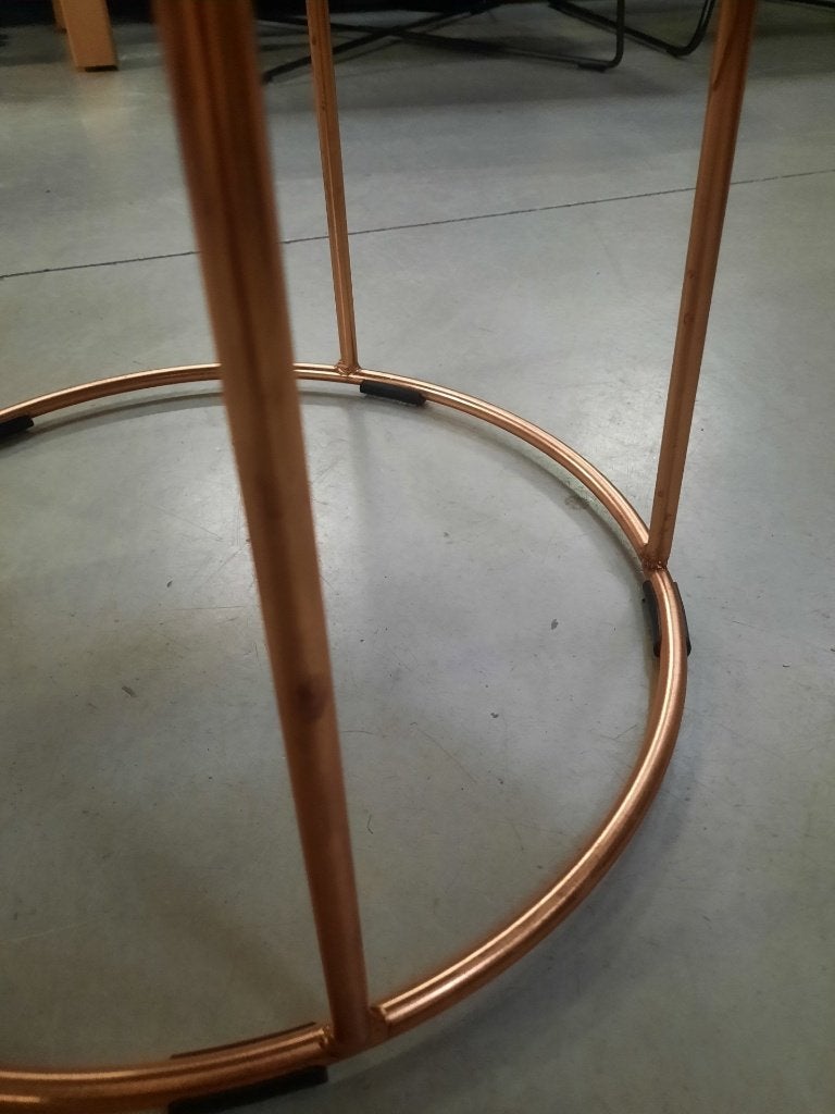 Ronde poef hocker CODY Jess Design koper leer olijfgroen, Minder dan 50 cm, Rond, Minder dan 50 cm, Ophalen of Verzenden