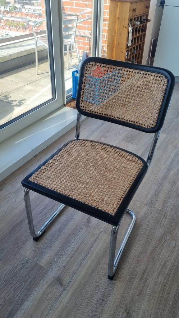 Rotan stoel met chromen frame. Een stuk., Ophalen, Gebruikt, Modern, Vintage, Cesca, Bauhaus, Zwart