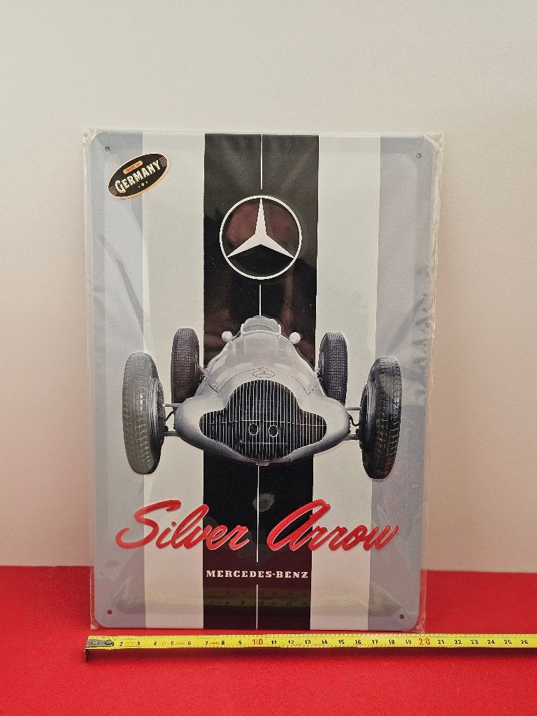 Mercedes Benz Silver Arrow, Nostalgic Art. Afm. 30 x 20 cm., Ophalen of Verzenden, Nieuw, Formule 1