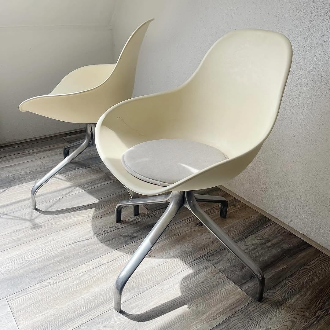 two swivel chairs designed by Chris Martin for IKEA, 90s, Ophalen, Zo goed als nieuw, Wit, Twee