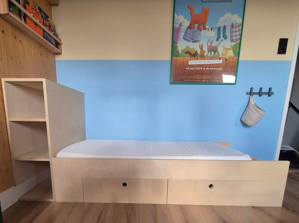 Berkenhouten bed ophalen in Leiden, 85 tot 100 cm, Zo goed als nieuw, 180 cm of meer, Ophalen
