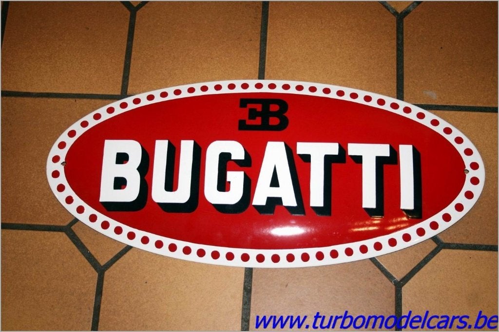 Emaille Logo Bugatti, Ophalen, Zo goed als nieuw, Reclamebord