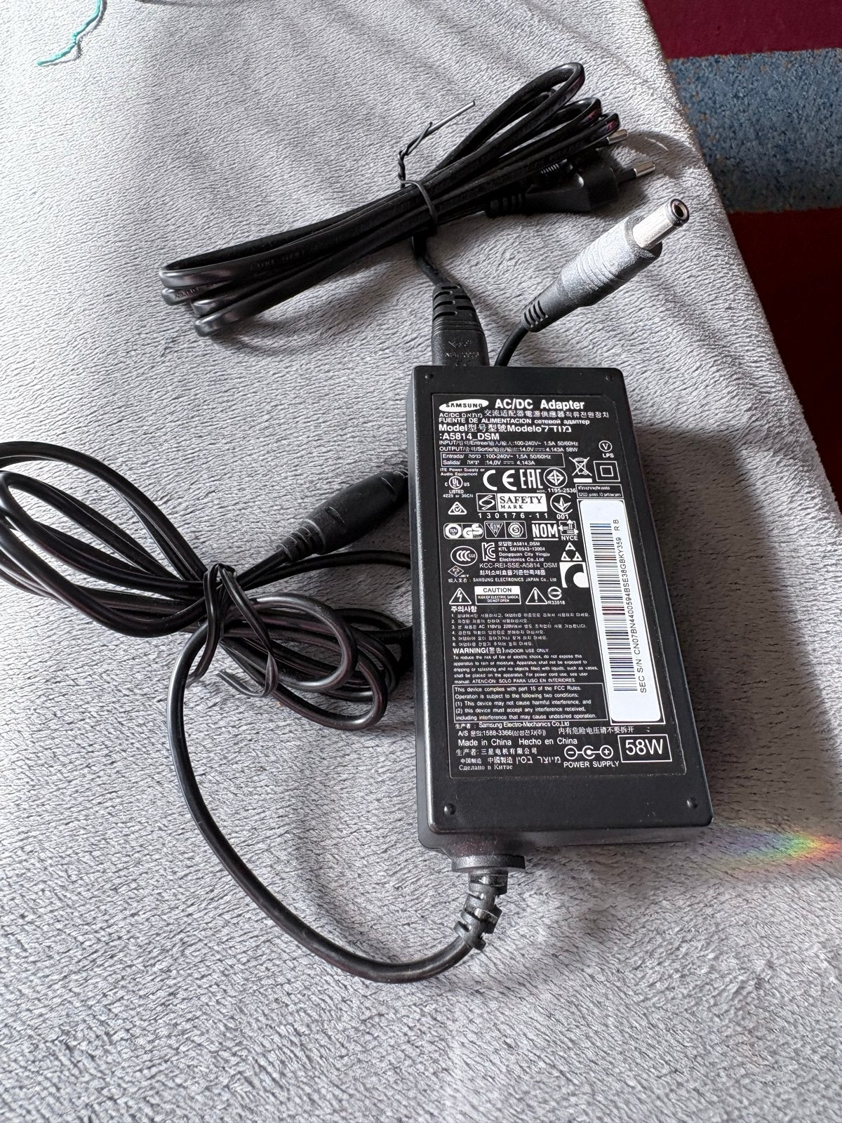 Samsung AC/DC Adapter 58W - Oplader voor laptop, Ophalen of Verzenden, Gebruikt