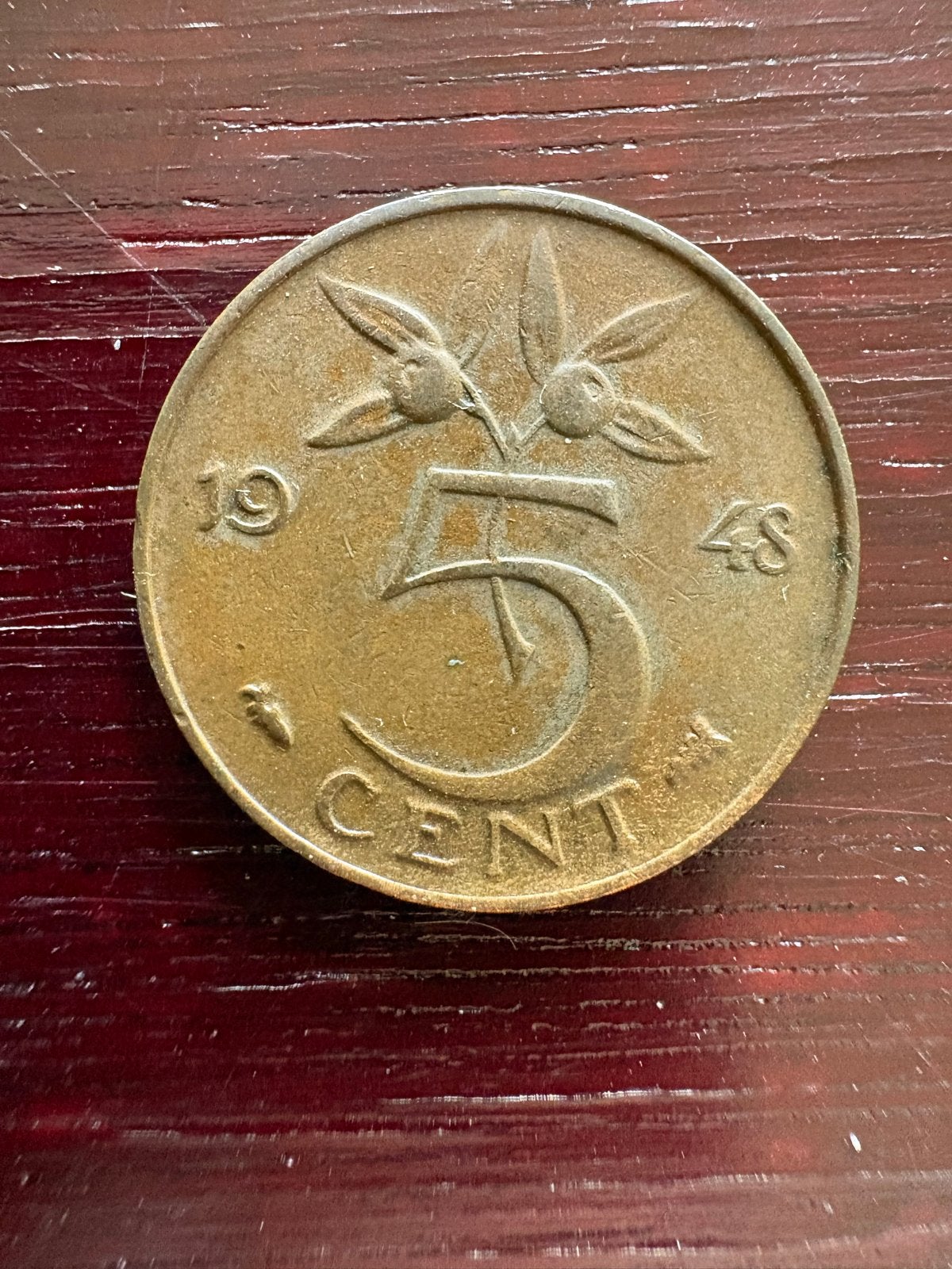 5 cent munt Koningin Wilhelmina 1948, Postzegels en Munten, Munten | Nederland, Ophalen of Verzenden, Koningin Wilhelmina, 5 cent