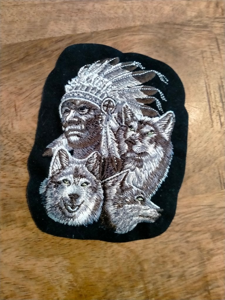 Indiaan opperhoofd wolf wolven logo patch embleem kleding, Verzenden, Nieuw