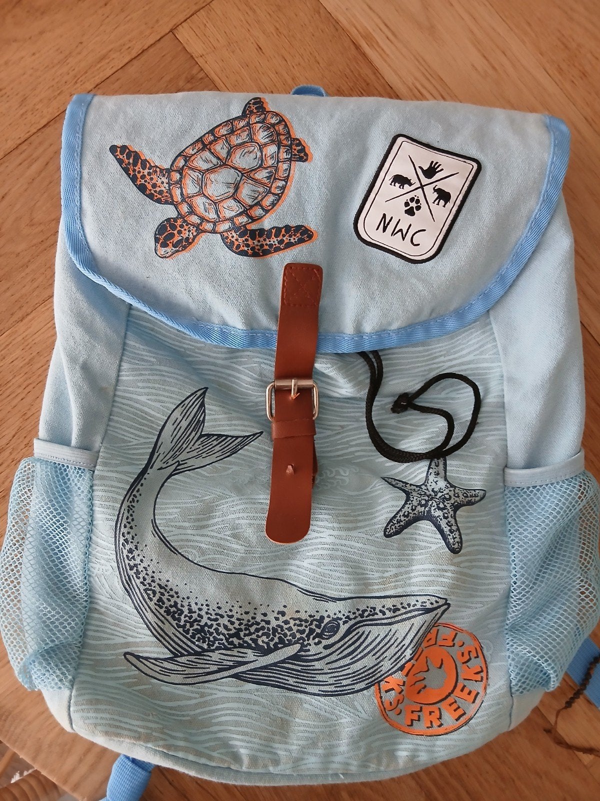 leuke Freek Vonk rugzak, lichtblauw, schildpadden, zeester, Overige merken, 25 tot 40 cm, Nieuw, Ophalen of Verzenden